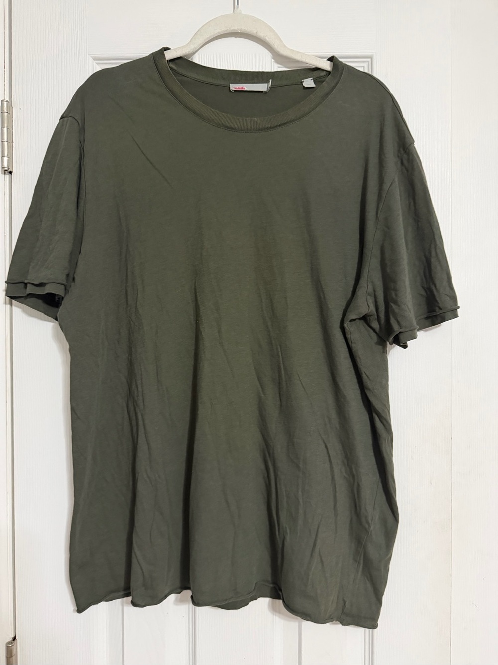 Vince green grey Pima cotton two layer roller hem tee shirt mens size XL